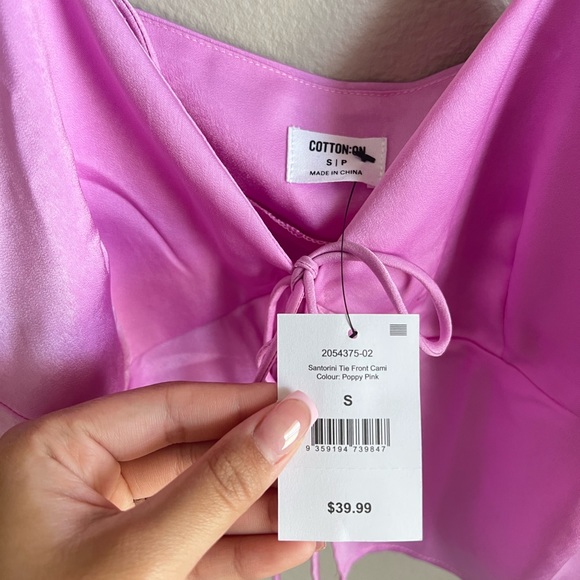 Cotton On Tie front blouse in Hot Pink - Picture 3 of 3